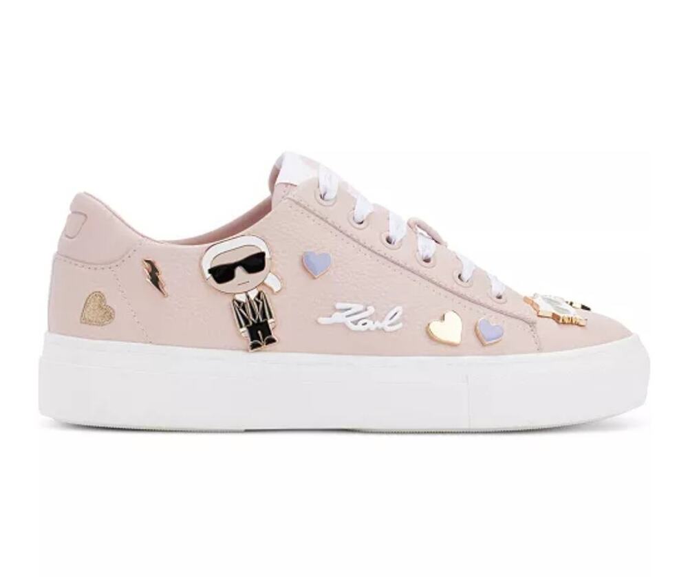 KARL LAGERFELD PARIS Women's 5 M Pink Cate Lace-Up Embellished Low-Top Sneakers
